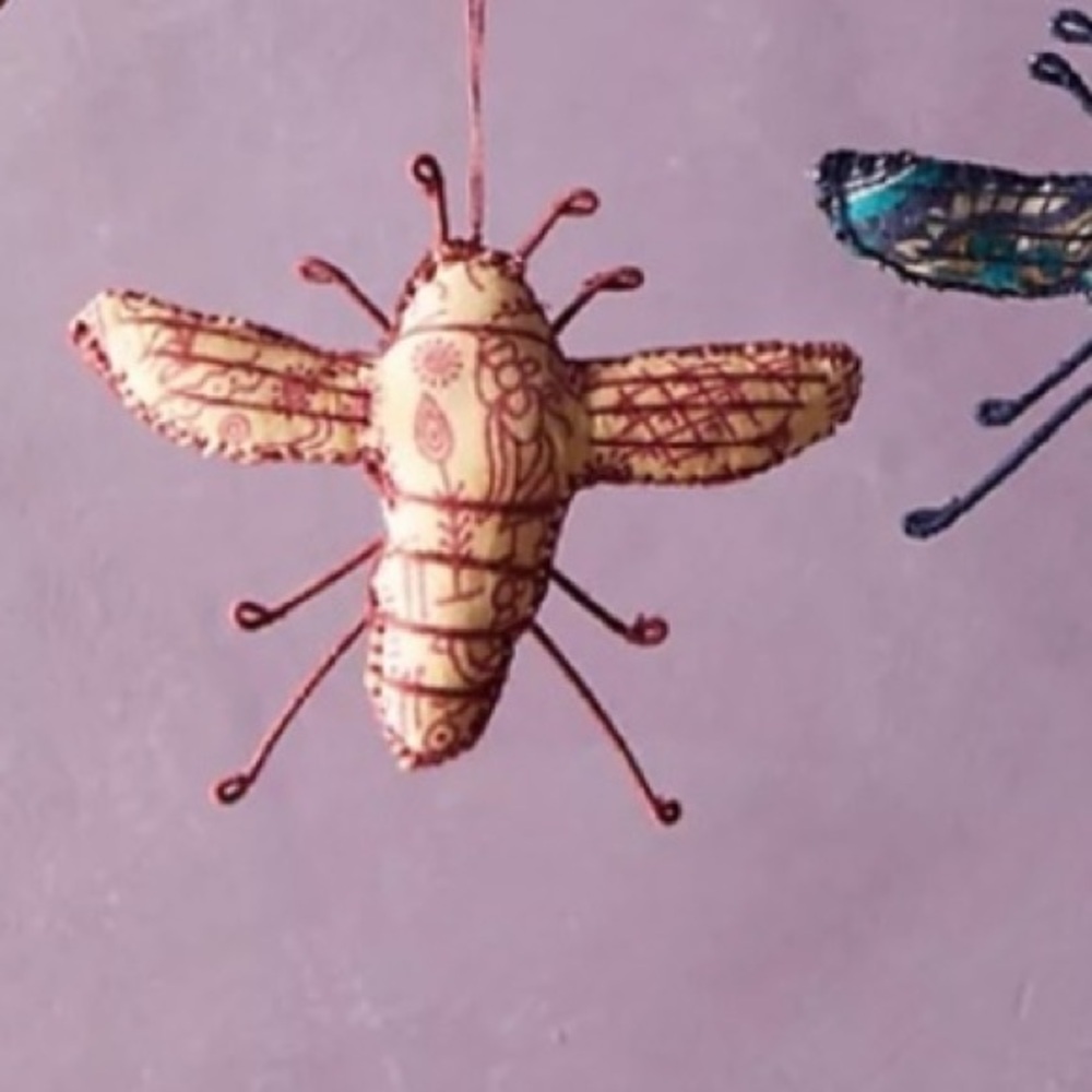 New! Anthropologie- Terrain -Recycled Sari Fabric Bee Ornament